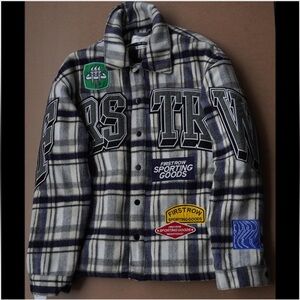 Street-style First Row wool-blend shacket